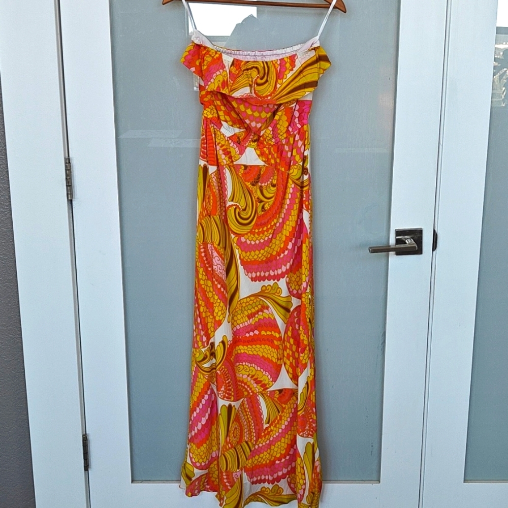 Trina Turk collab with Banana Republic Silk Strapless Dress size 0
